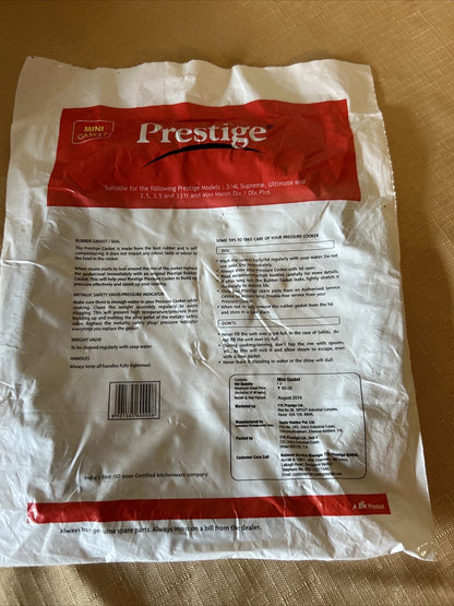 Prestige Mini Pressure Cooker Gasket - 2.5/3/3.5 Ltr & Mini Handi Dlx/Dlx Plus