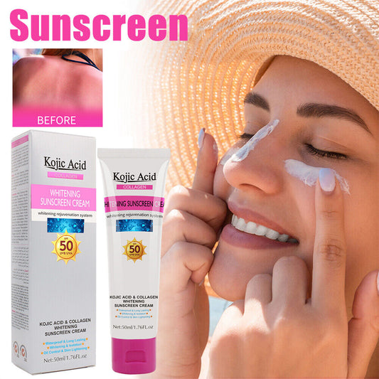 Kojic Acid Collagen Whitening Sunscreen Cream UV Protect Moisturize Waterproof
