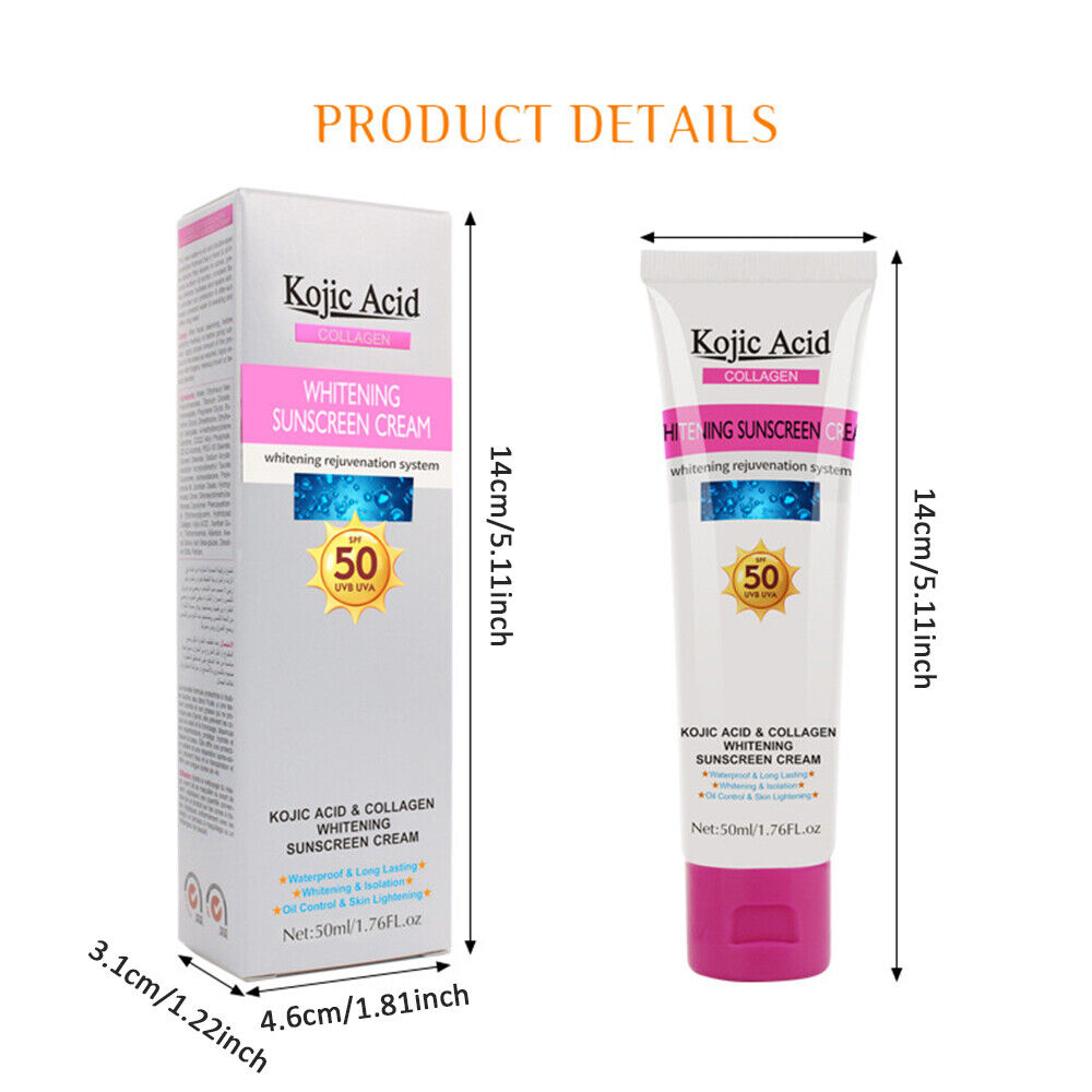 Kojic Acid Collagen Whitening Sunscreen Cream UV Protect Moisturize Waterproof