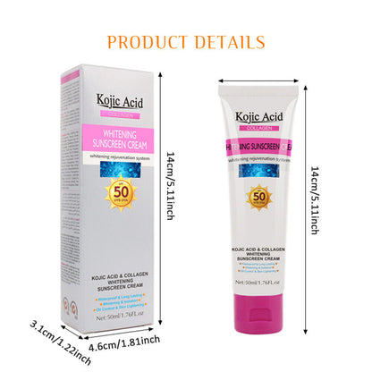 Kojic Acid Collagen Whitening Sunscreen Cream UV Protect Moisturize Waterproof