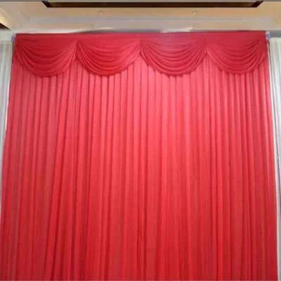 Backdrop with Stitched Swag Dark Red (Mahroon) 3mX6m