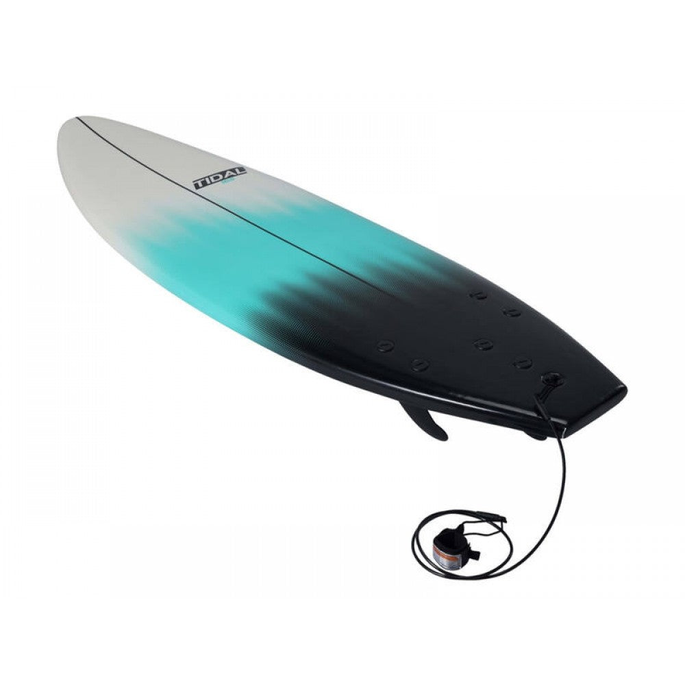 Kids Surfboard 165cm with EPS And Bamboo Core - Black / Turquoise / White