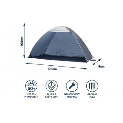 Pop-Up Beach Shelter & Sun Shade with UPF50+ Protection - 196cm x 117cm