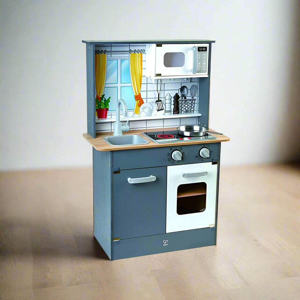 Wooden Toy Kitchen Playset with Light & Sound