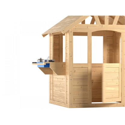 Kids Wooden Cubby Playhouse with Mud Kitchen, Pots & Pans
