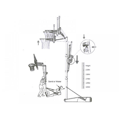 Basketball Hoop Stand 2.3m - 3.05m Adjustable Height System