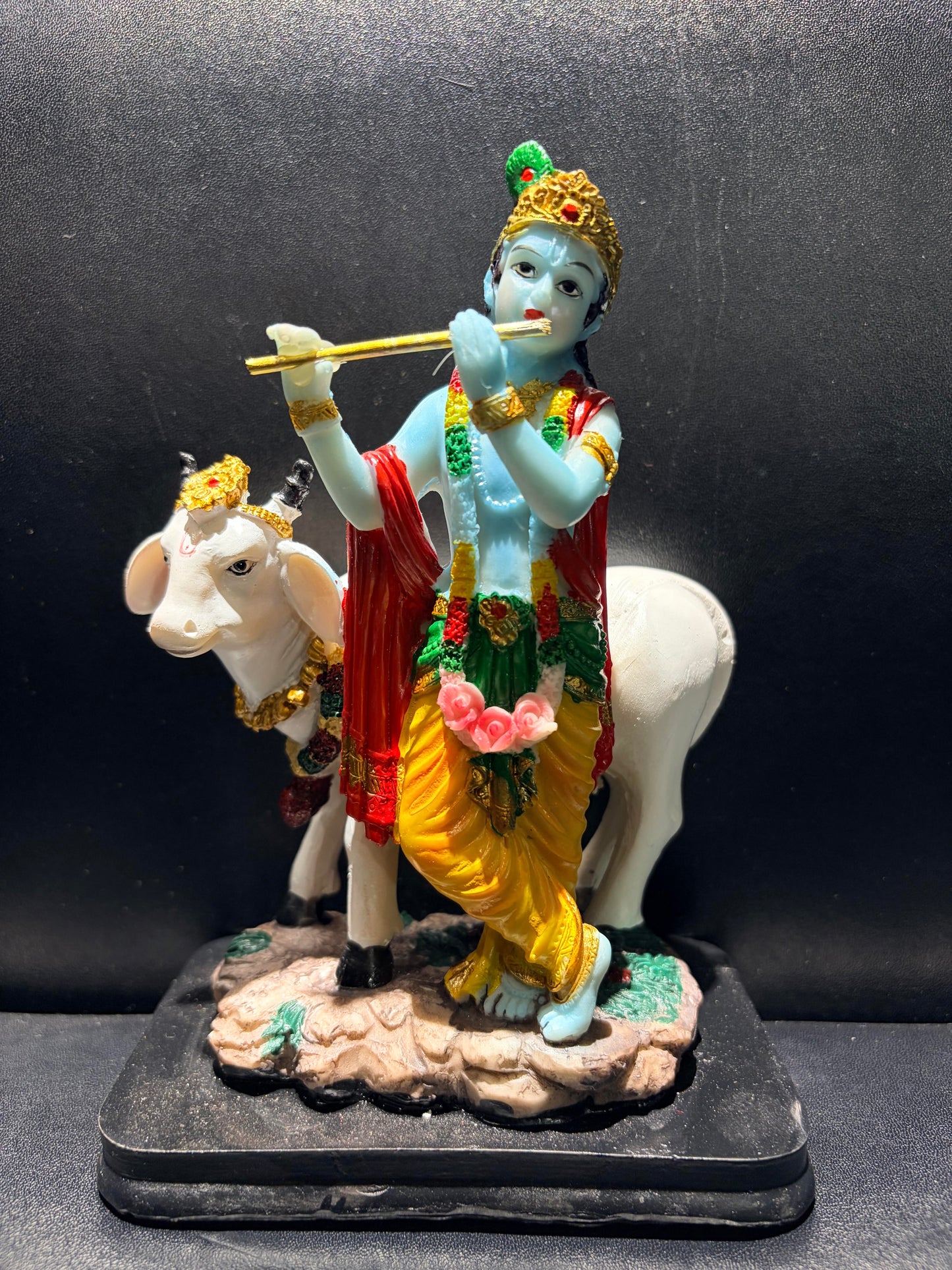 Collectible India Lord Cow Krishna Idol with Krishna